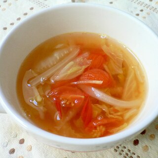 白菜とプチトマトの生姜スープ